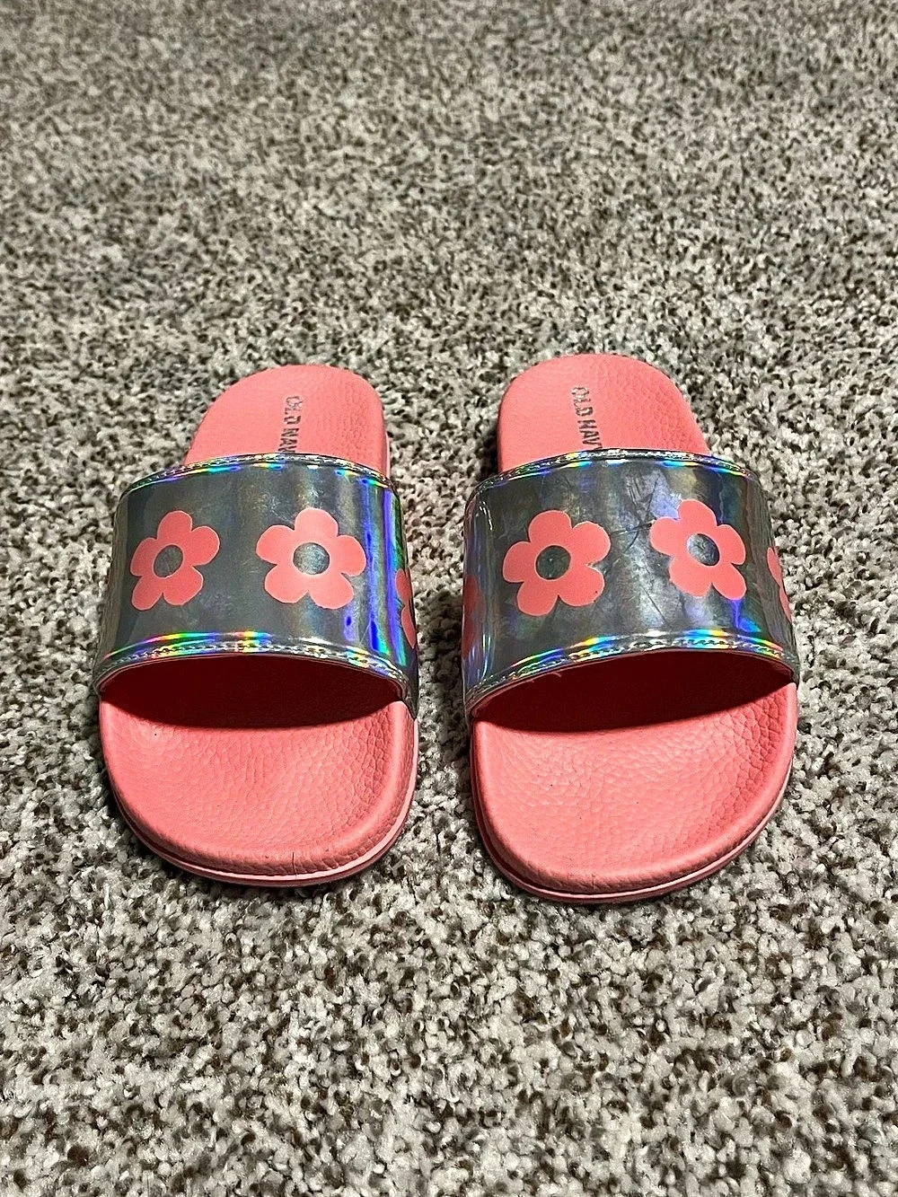Old Navy Girls Floral Slide Sandals Pin US 1-2 Like New
